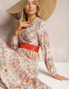 rosa Rochie bej deschis Evazată cu curea Shara