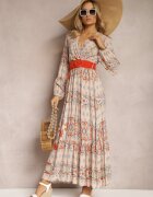 rosa Rochie bej deschis Evazată cu curea Shara