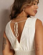 rosa Rochie Bej din Bumbac Maxi din Țesătură Brodată Jive