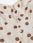rosa Rochie Bej din Vâscoză cu buline cu croială cambrată pe bretele Lavilsa