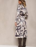 rosa Rochie bej-gri cu model cu croială petrecută cu cordon și elastic în talie Zinnerva
