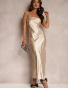rosa Rochie Bej Satinată Chusposea
