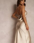 rosa Rochie Bej Satinată Chusposea