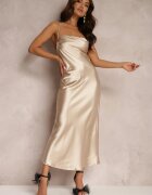 rosa Rochie Bej Satinată Chusposea