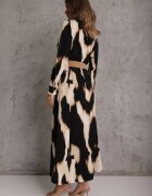 rosa Rochie Bej și Negru Tip cămașă animal print Accesorizată cu curea Valentola