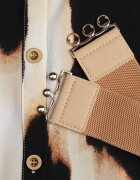 rosa Rochie Bej și Negru Tip cămașă animal print Accesorizată cu curea Valentola