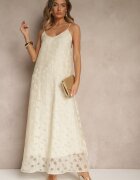 rosa Rochie Bej Trapezoidală cu viscoză cu bretele Silarisse