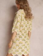 rosa Rochie bej-verde croșetată cu decolteu adânc și mânecă scurtă din bumbac Achla