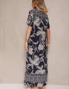 rosa Rochie Bleu-marin stil cămașă cu flori din viscoză Erathia