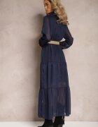 rosa Rochie Bleumarin cu Decolteu petrecut și Curea împletită Velo