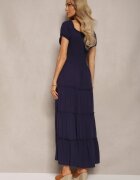 rosa Rochie Bleumarin Evazată Maxi cu Decolteu Spaniol Kailra