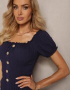 rosa Rochie Bleumarin Evazată Maxi cu Decolteu Spaniol Kailra