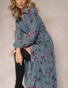 rosa Rochie Bleumarin Plisată cu flori Emiranda