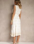 rosa Rochie cămașă Albă din viscoză decorată cu curea și broderii Aralova