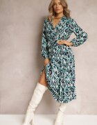 rosa Rochie cămașă Albastră cu Imprimeu Geometric Gena