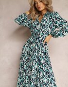 rosa Rochie cămașă Albastră cu Imprimeu Geometric Gena