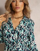 rosa Rochie cămașă Albastră cu Imprimeu Geometric Gena