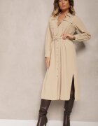rosa Rochie cămașă Bej cu croială evazată cu curea și buzunare cu clapetă Rinnisa