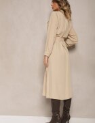 rosa Rochie cămașă Bej cu croială evazată cu curea și buzunare cu clapetă Rinnisa
