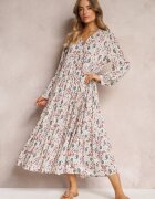 rosa Rochie Cămașă Bej deschis Cloș cu Imprimeu Floral Leathy