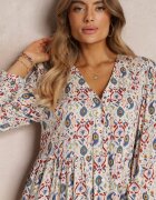 rosa Rochie Cămașă Bej deschis Cloș cu Imprimeu Floral Leathy