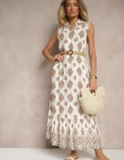 rosa Rochie cămașă Bej din Viscoză Decorată cu centură cu cataramă Eranelis