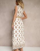 rosa Rochie cămașă Bej din Viscoză Decorată cu centură cu cataramă Eranelis