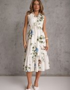 rosa Rochie-cămașă fără mâneci din bumbac cu broderie și tip cravată în talie Feania Verde