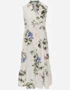 rosa Rochie-cămașă fără mâneci din bumbac cu broderie și tip cravată în talie Feania Verde