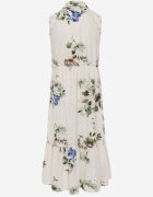 rosa Rochie-cămașă fără mâneci din bumbac cu broderie și tip cravată în talie Feania Verde