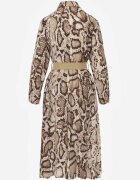 rosa Rochie Cămașă Maro Snake Print cu Vâscoză și Curea Bririn
