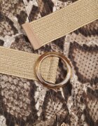 rosa Rochie Cămașă Maro Snake Print cu Vâscoză și Curea Bririn
