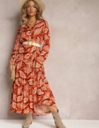 rosa Rochie Cămașă Portocalie Florală Kolni