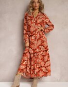 rosa Rochie Cămașă Portocalie Florală Kolni