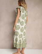 rosa Rochie Cămașă Verde din Viscoză cu Imprimeu Geometric Boredis