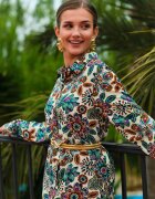 rosa Rochie cămașă Verde Midi Florală Livala