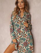 rosa Rochie cămașă Verde Midi Florală Livala