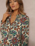 rosa Rochie cămașă Verde Midi Florală Livala