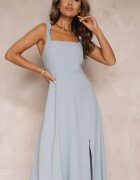 rosa Rochie Cloche Albastră de Bumbac cu Decolteu Pătrat Trenna