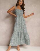 rosa Rochie Cloche Albastru deschis cu Flori cu Bretele Malaisia