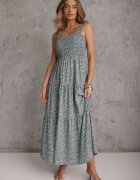 rosa Rochie Cloche Albastru deschis cu Flori cu Bretele Malaisia