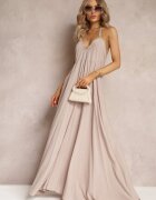 rosa Rochie Cloche Bej închis din bumbac cu legătură la gât Panethea