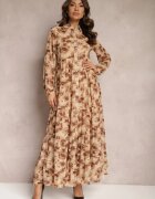 rosa Rochie Cloș Bej Cămașă Maxi Florală Nersa