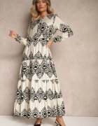 rosa Rochie Cloș Neagră cu Vâscoză cu nasturi Ilathinna