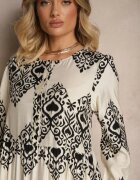 rosa Rochie Cloș Neagră cu Vâscoză cu nasturi Ilathinna