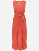 rosa Rochie Cloș Roșie Maxi cu fustă plisată și elastic în talie Sare