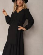 rosa Rochie cloș structurată maxi neagră cu nasturi decorativi Nervatti