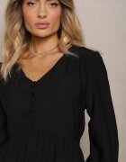 rosa Rochie cloș structurată maxi neagră cu nasturi decorativi Nervatti