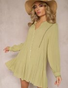 rosa Rochie Cloș Tip cămașă Mini Verde Stil Boho Binessa