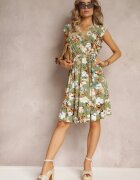 rosa Rochie Cloș Verde din viscoză Florală Ulimpia